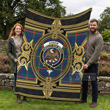 Agnew Scottish Tartan Crest Blanket Royal Stylized