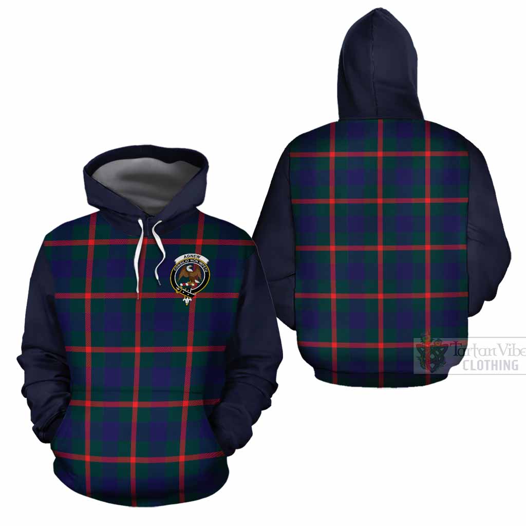 Agnew Tartan Accent Cotton Hoodie with Family Crest