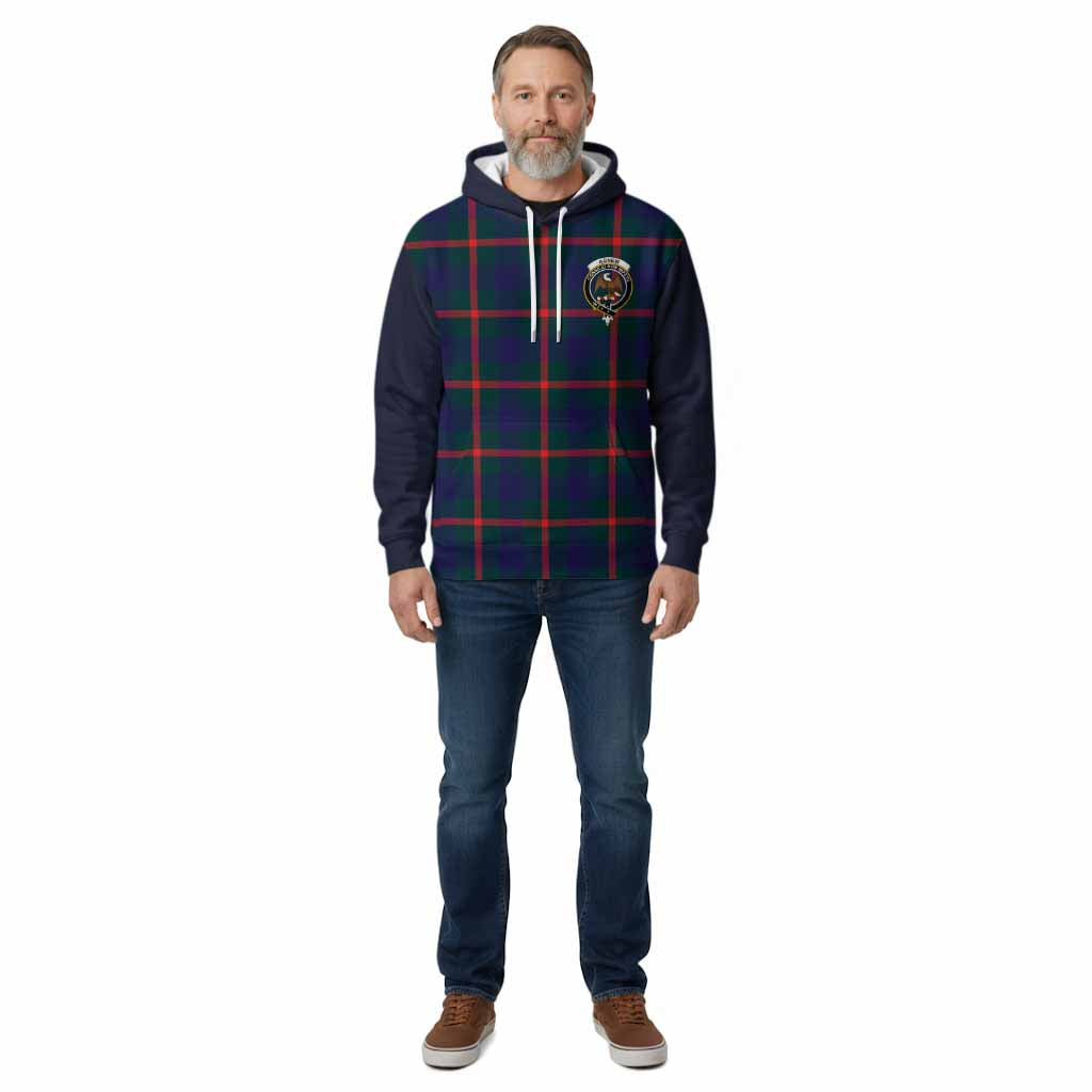 Agnew Tartan Accent Cotton Hoodie with Family Crest