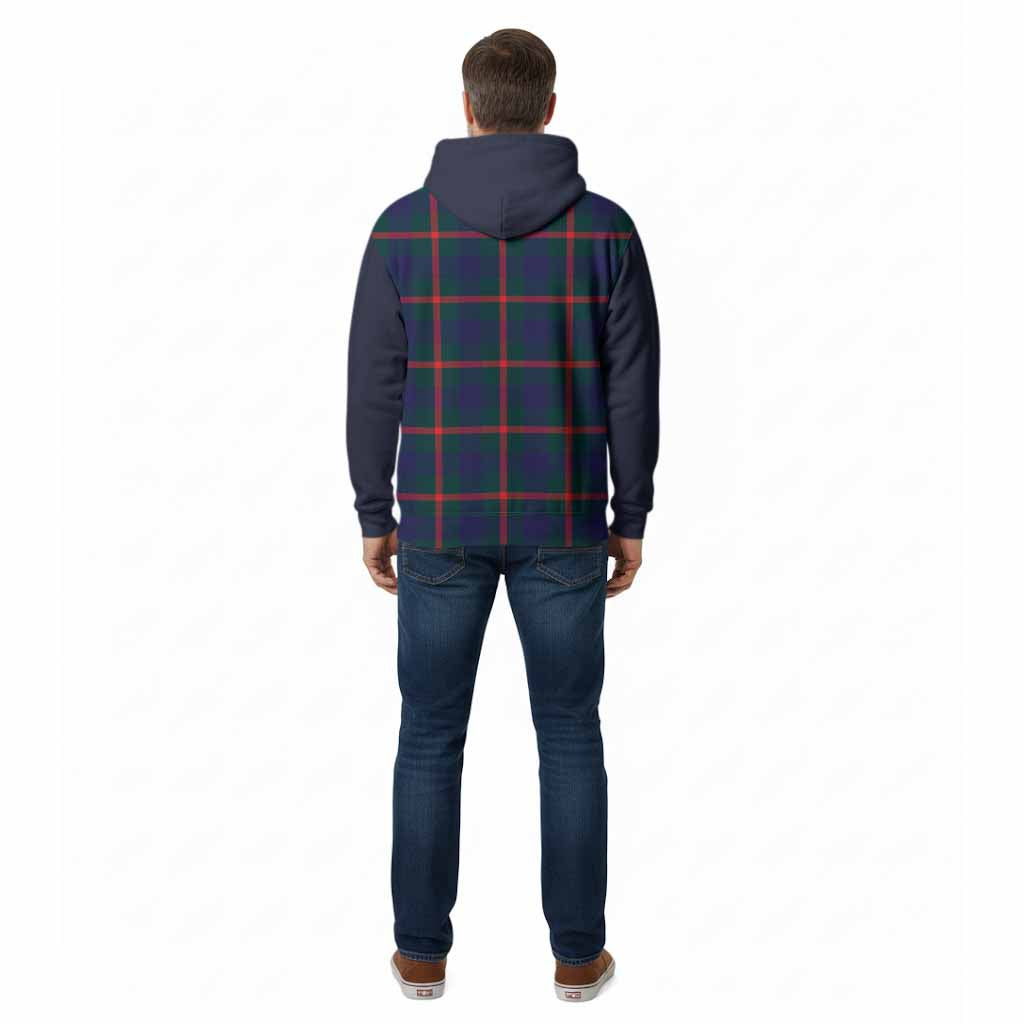 Agnew Tartan Accent Cotton Hoodie with Family Crest