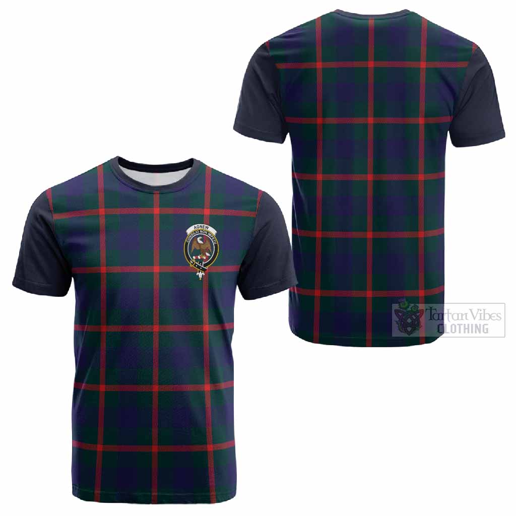 Agnew Tartan Accent Cotton T-shirt with Family Crest - Tartan Vibes Clothing
