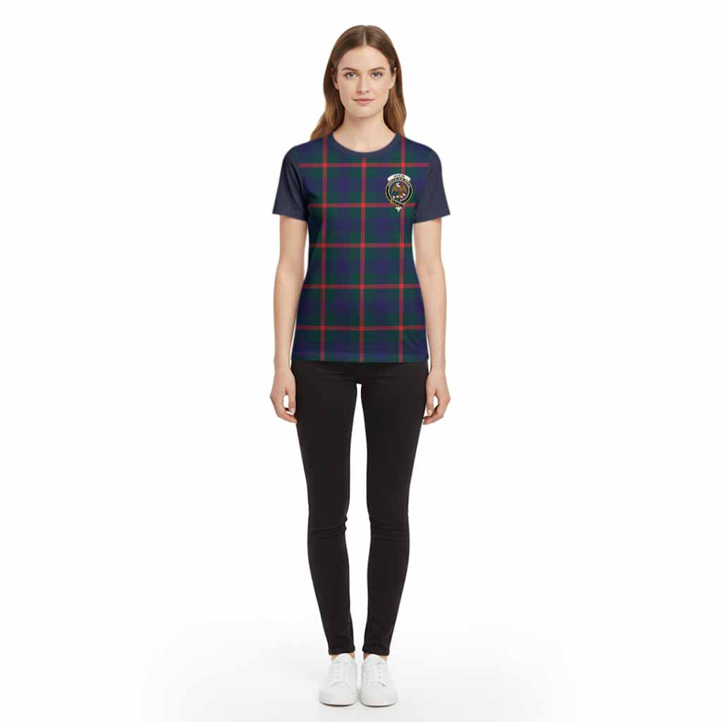 Agnew Tartan Accent Cotton T-shirt with Family Crest - Tartan Vibes Clothing