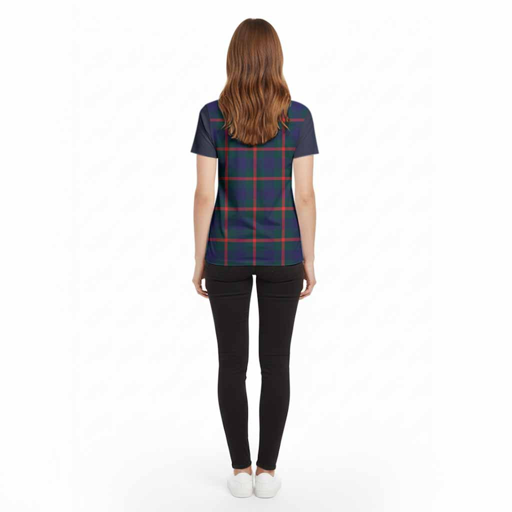 Agnew Tartan Accent Cotton T-shirt with Family Crest - Tartan Vibes Clothing