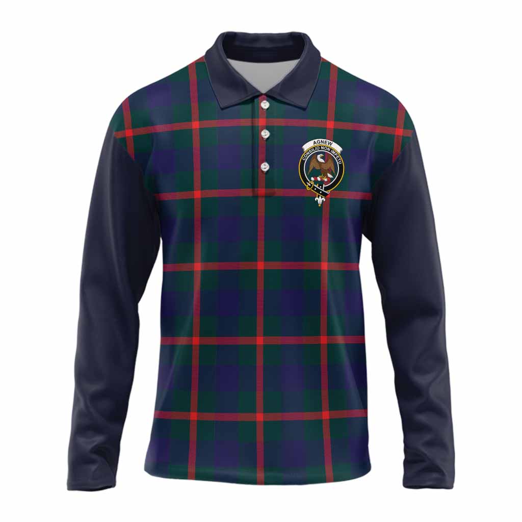 Agnew Tartan Accent Long Sleeve Polo Shirt with Family Crest
