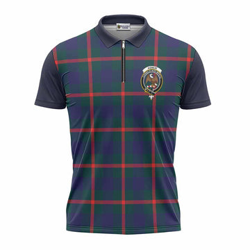 Agnew Tartan Accent Zipper Polo Shirt with Family Crest