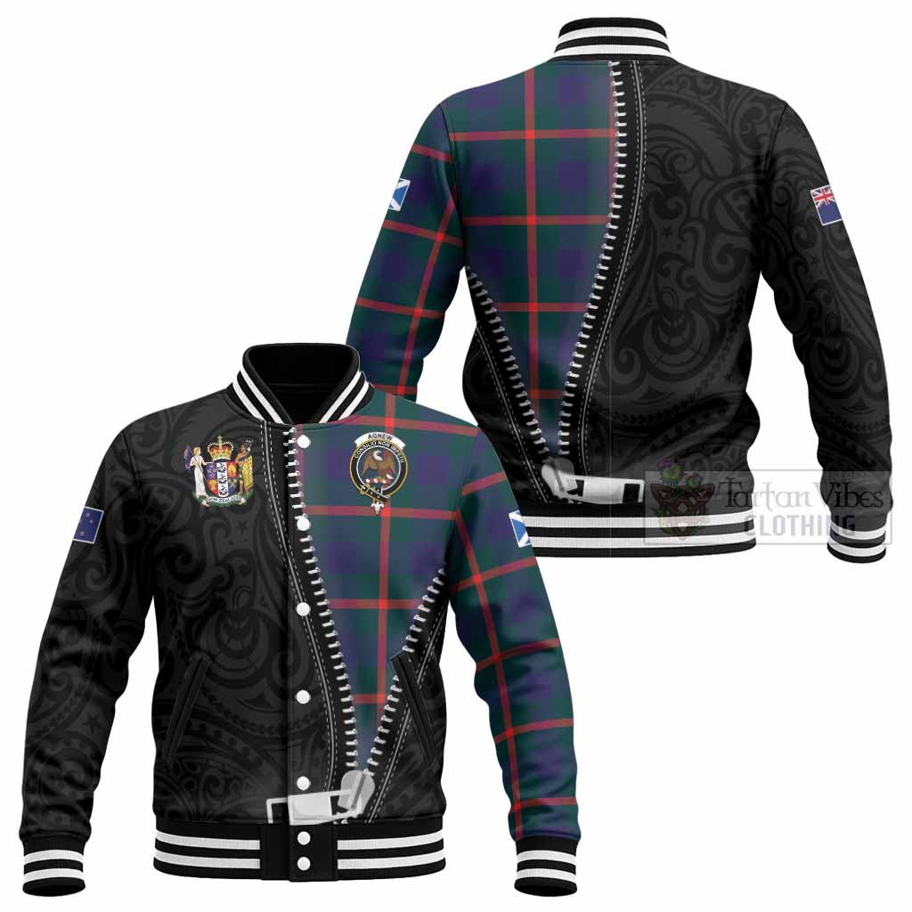 Agnew Tartan Baseball Jacket New Zealand Pattern Unique Zipper Stylized