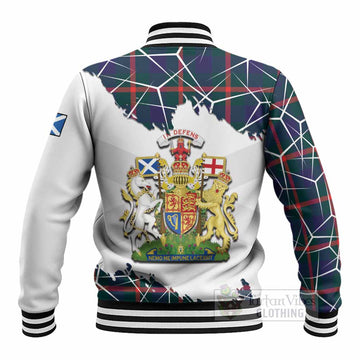 Agnew Tartan Baseball Jacket with Family Crest and Lion Rampant Grunge Style
