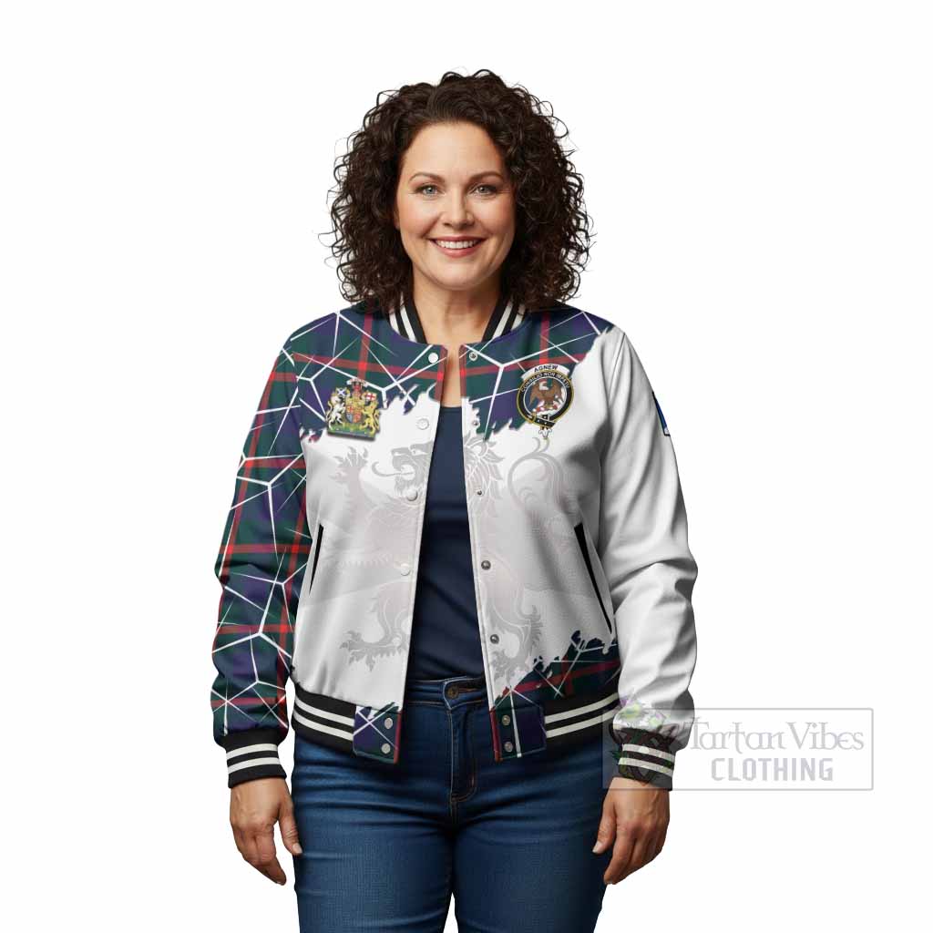 Agnew Tartan Baseball Jacket with Family Crest and Lion Rampant Grunge Style