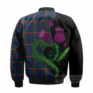 Agnew Tartan Bomber Jacket Traditional Scottish Thistle