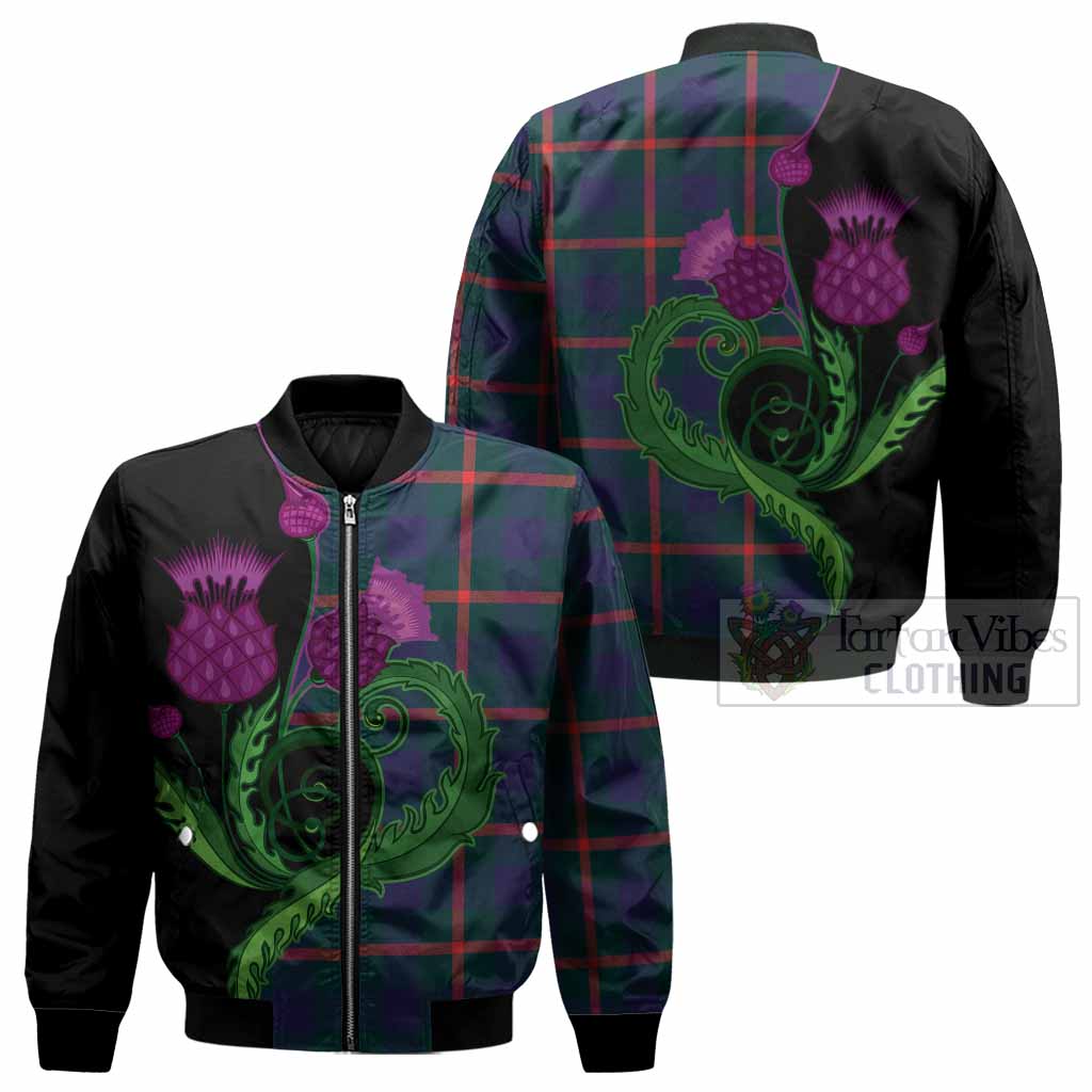 Agnew Tartan Bomber Jacket Traditional Scottish Thistle