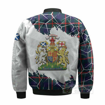 Agnew Tartan Bomber Jacket with Family Crest and Lion Rampant Grunge Style