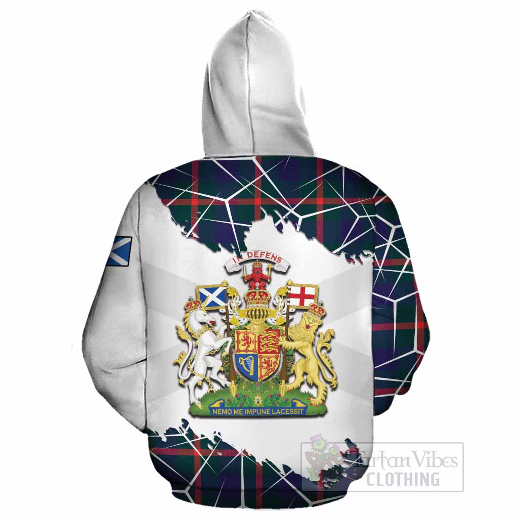 Agnew Tartan Cotton Hoodie with Family Crest and Lion Rampant Grunge Style