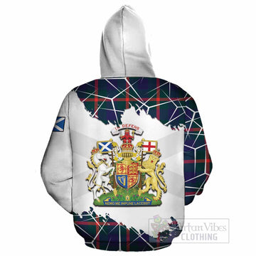 Agnew Tartan Cotton Hoodie with Family Crest and Lion Rampant Grunge Style