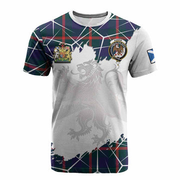 Agnew Tartan Cotton T-shirt with Family Crest and Lion Rampant Grunge Style