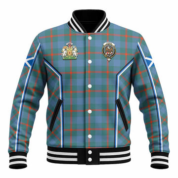 Agnew Tartan Crest Baseball Jacket Scotland Coat of Arm Flag Style