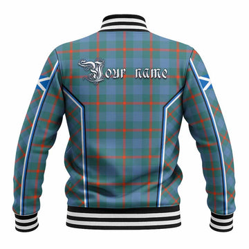 Agnew Tartan Crest Baseball Jacket Scotland Coat of Arm Flag Style
