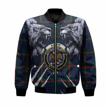 Agnew Tartan Crest Bomber Jacket Ferocious Lion Style