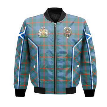 Agnew Tartan Crest Bomber Jacket Scotland Coat of Arm Flag Style