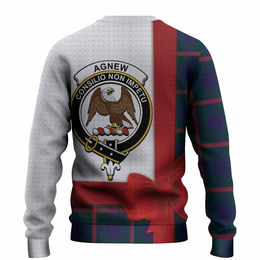 Agnew Tartan Crest Christmas Christmas Ugly Sweater Highland Cow Bagpipes Coquette Bow Style