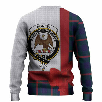 Agnew Tartan Crest Christmas Christmas Ugly Sweater Highland Cow Bagpipes Coquette Bow Style