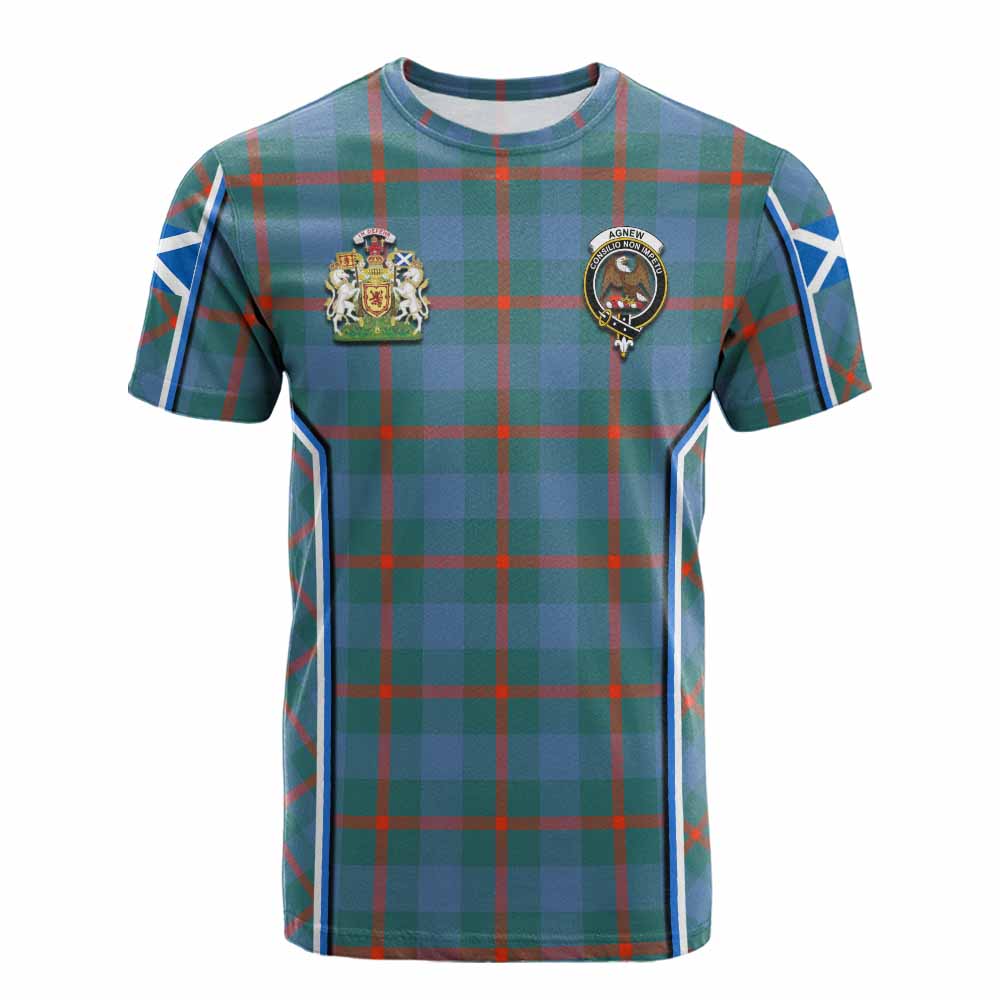 Agnew Tartan Crest Cotton T-shirt Scotland Coat of Arm Flag Style - Tartan Vibes Clothing