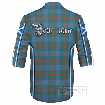 Agnew Tartan Crest Ghillie Kilt Shirt Scotland Coat of Arm Flag Style