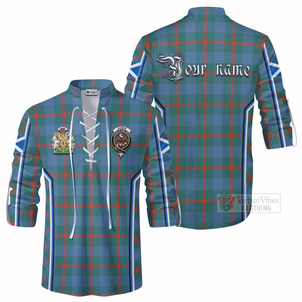 Agnew Tartan Crest Ghillie Kilt Shirt Scotland Coat of Arm Flag Style - Tartan Vibes Clothing