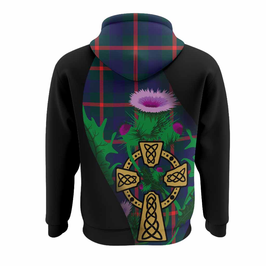 Agnew Tartan Crest Hoodie Celtic Cross Thistle Flowers