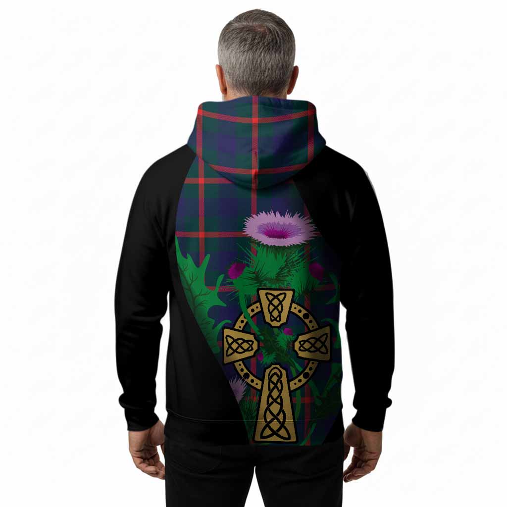 Agnew Tartan Crest Hoodie Celtic Cross Thistle Flowers