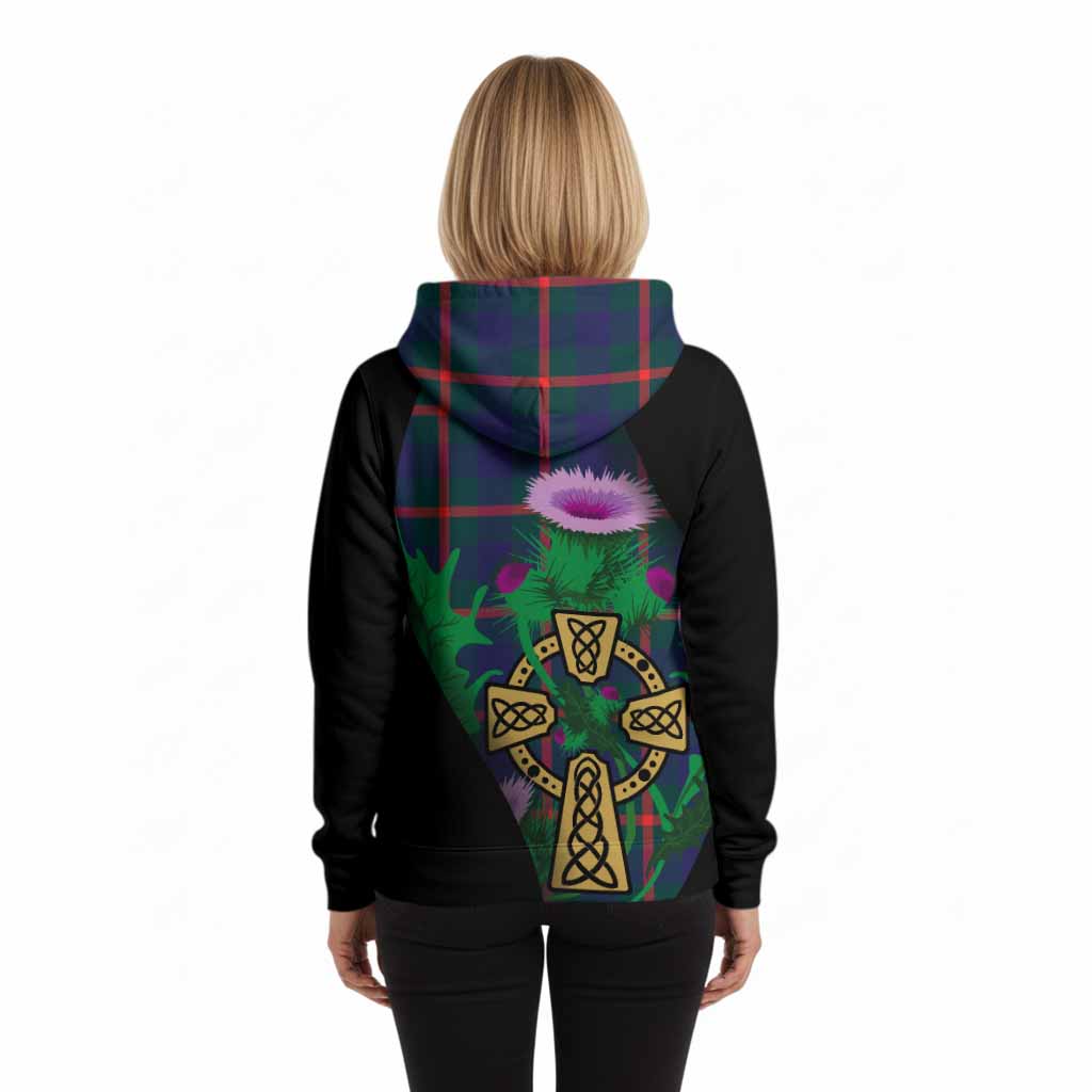 Agnew Tartan Crest Hoodie Celtic Cross Thistle Flowers