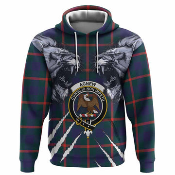 Agnew Tartan Crest Hoodie Ferocious Lion Style