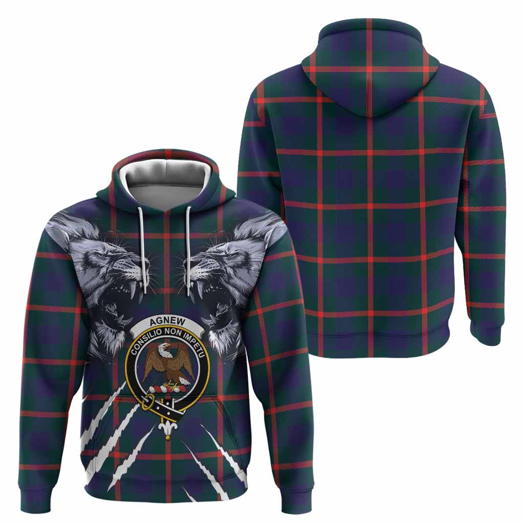 Agnew Tartan Crest Hoodie Ferocious Lion Style