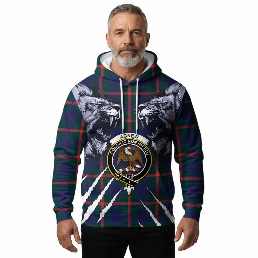Agnew Tartan Crest Hoodie Ferocious Lion Style