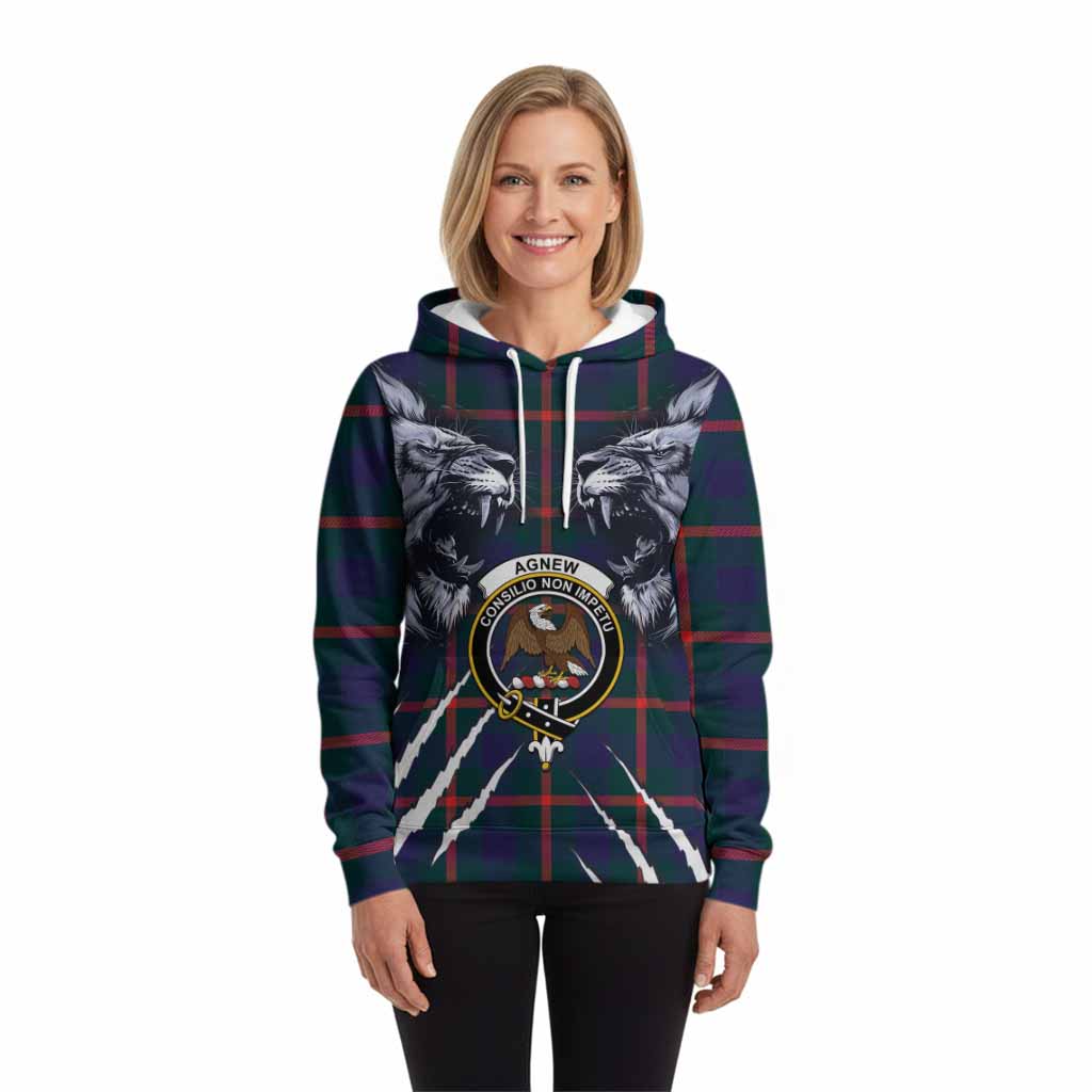 Agnew Tartan Crest Hoodie Ferocious Lion Style