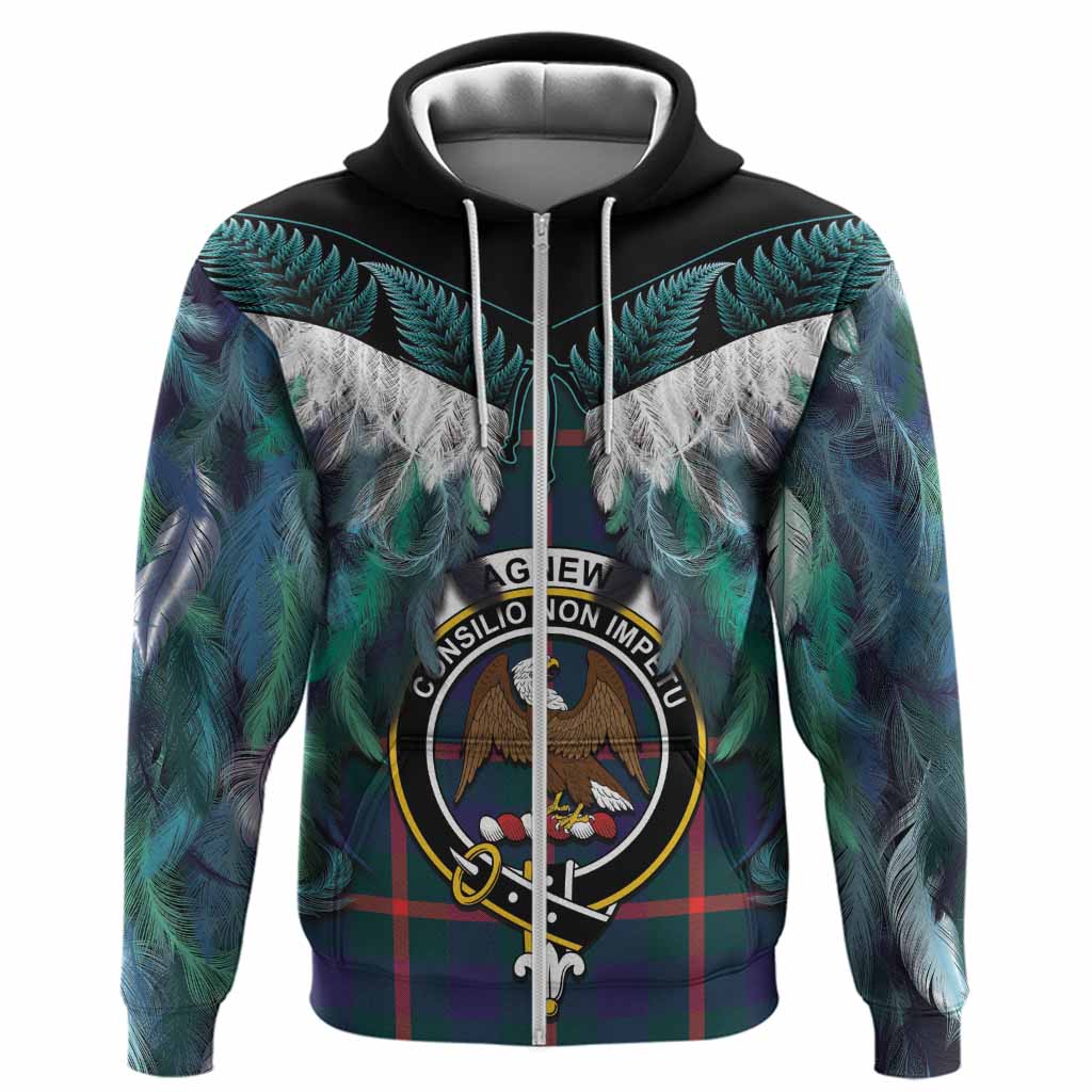 Agnew Tartan Crest Hoodie New Zealand Maori Korowai Cloak