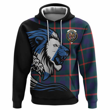 Agnew Tartan Crest Hoodie Scottish Golden Lions Wave Flow