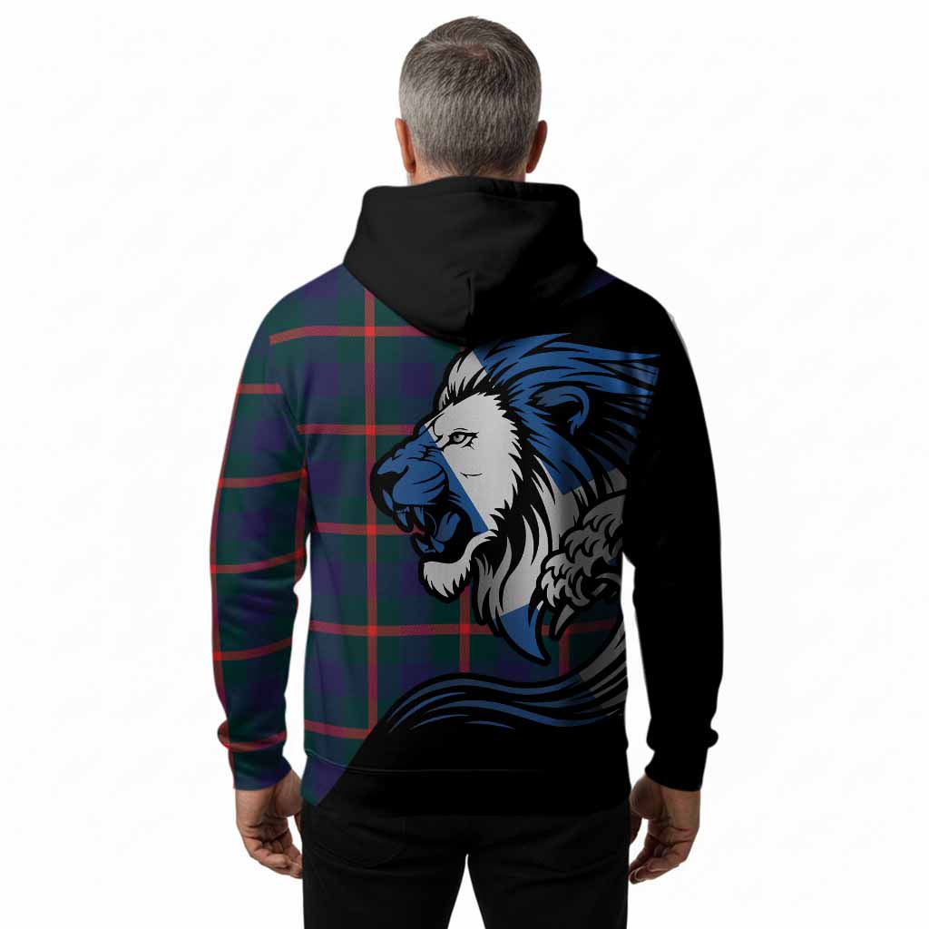 Agnew Tartan Crest Hoodie Scottish Golden Lions Wave Flow