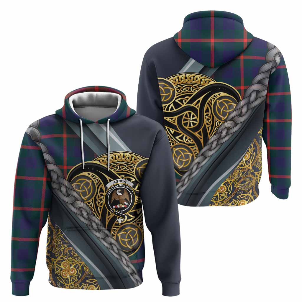 Agnew Tartan Crest Hoodie Scottish Triskele Celtic