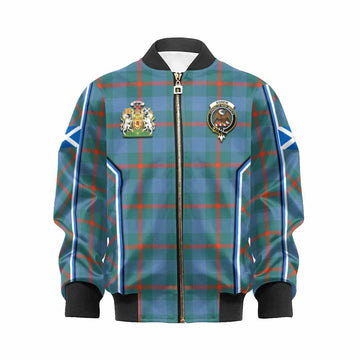 Agnew Tartan Crest Kid Bomber Jacket Scotland Coat of Arm Flag Style - Tartan Vibes Clothing