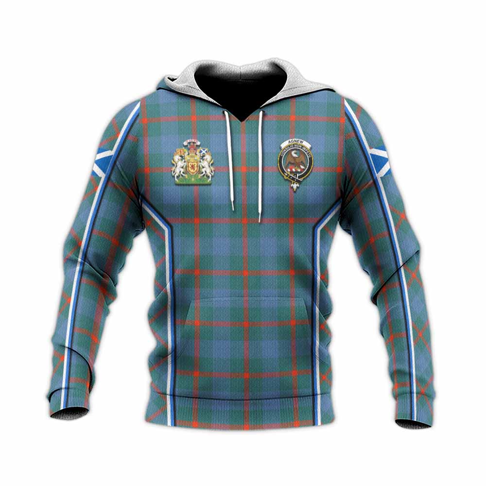 Agnew Tartan Crest Knitted Hoodie Scotland Coat of Arm Flag Style - Tartan Vibes Clothing