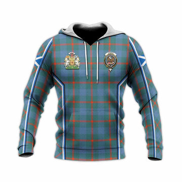 Agnew Tartan Crest Knitted Hoodie Scotland Coat of Arm Flag Style