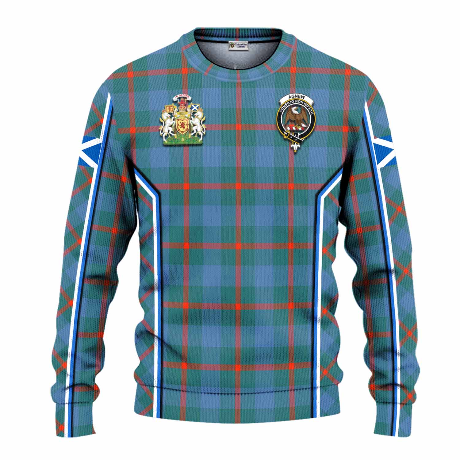 Agnew Tartan Crest Knitted Sweater Scotland Coat of Arm Flag Style - Tartan Vibes Clothing