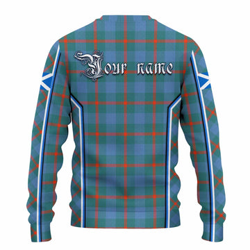 Agnew Tartan Crest Knitted Sweater Scotland Coat of Arm Flag Style