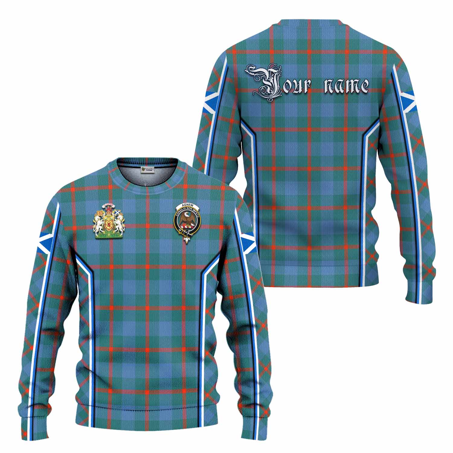 Agnew Tartan Crest Knitted Sweater Scotland Coat of Arm Flag Style - Tartan Vibes Clothing