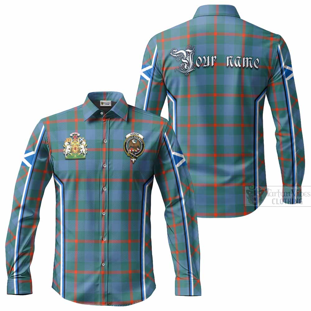 Agnew Tartan Crest Long Sleeve Button Shirts Scotland Coat of Arm Flag Style - Tartan Vibes Clothing