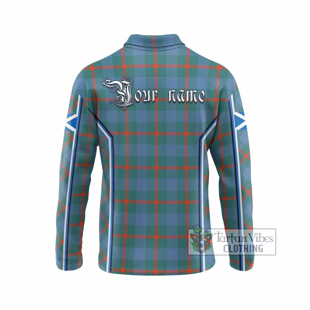 Agnew Tartan Crest Long Sleeve Polo Shirt Scotland Coat of Arm Flag Style - Tartan Vibes Clothing