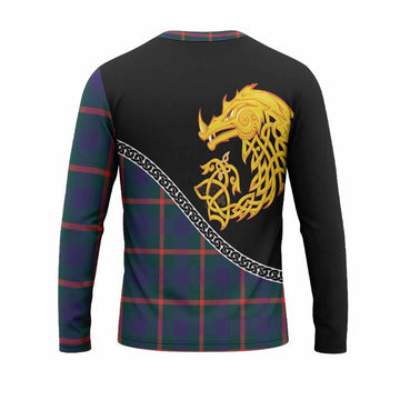 Agnew Tartan Crest Long Sleeve T-Shirt Legendary Dragon Knot Half Style