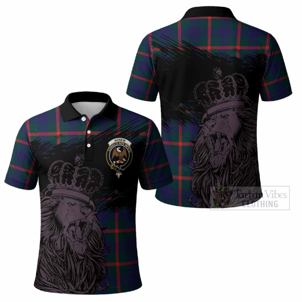 Agnew Tartan Crest Polo Shirt Crowned Lion Heritage Style