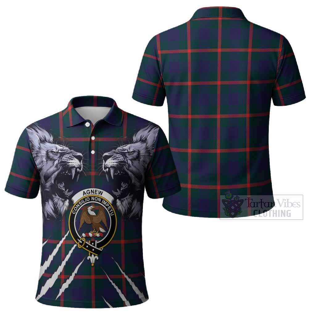 Agnew Tartan Crest Polo Shirt Ferocious Lion Style