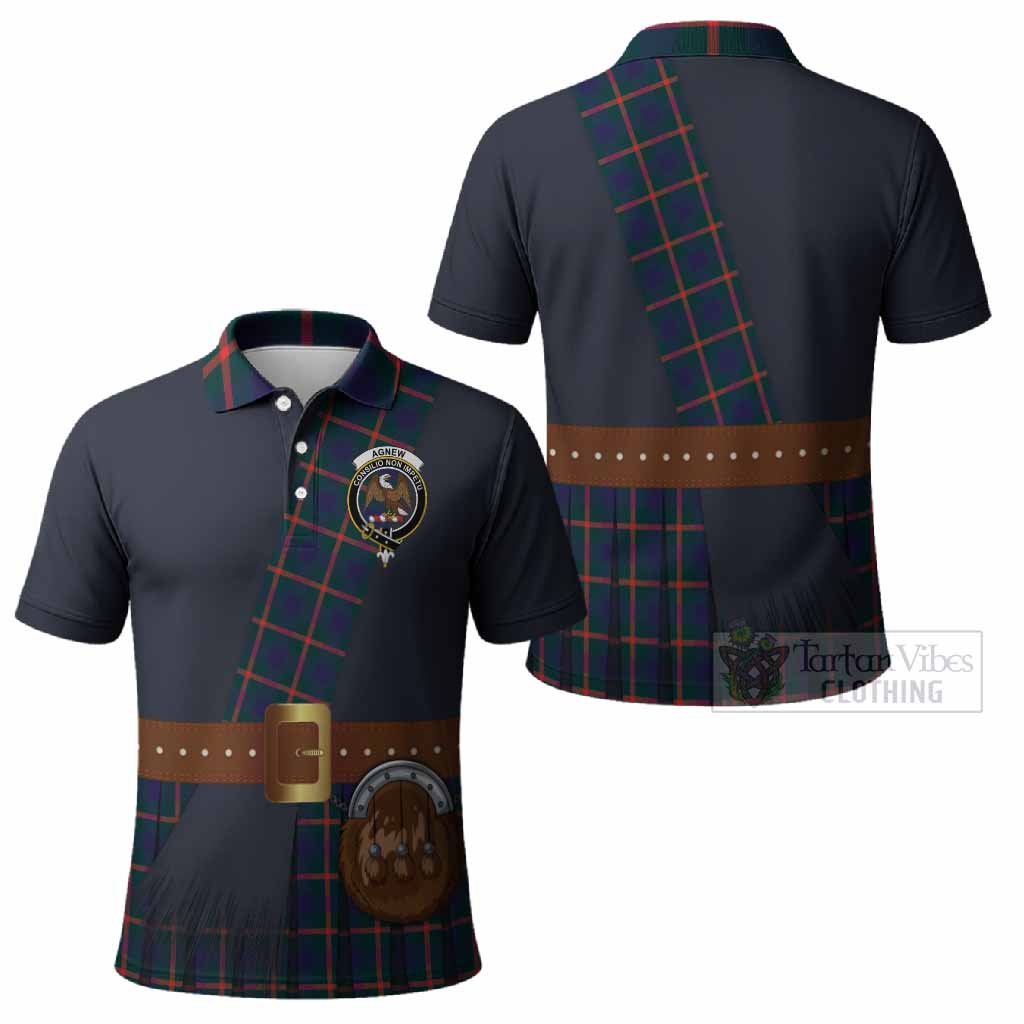 Agnew Tartan Crest Polo Shirt Kilt Costume Style